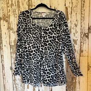 LuLaRoe Black and White Animal Print Long Sleeve Top
